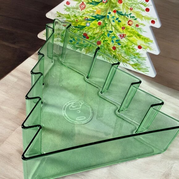 Pioneer Woman CHRISTMAS TREE Treats Cookies Fudge PLASTIC Holder Holiday plate - Picture 8 of 14